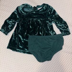 Cat & Jack Teal Velvet Baby Dress and Bloomer Set